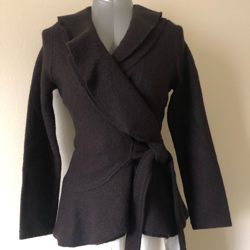 Willi Smith Ruffled Deep-V Wrap Sweater